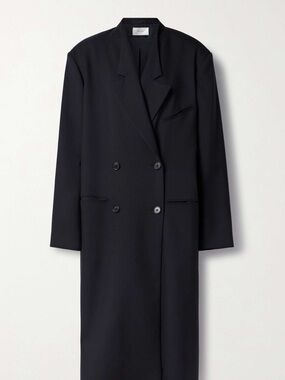 Zara light Classic Double-Breasted Coat - Black. Like new